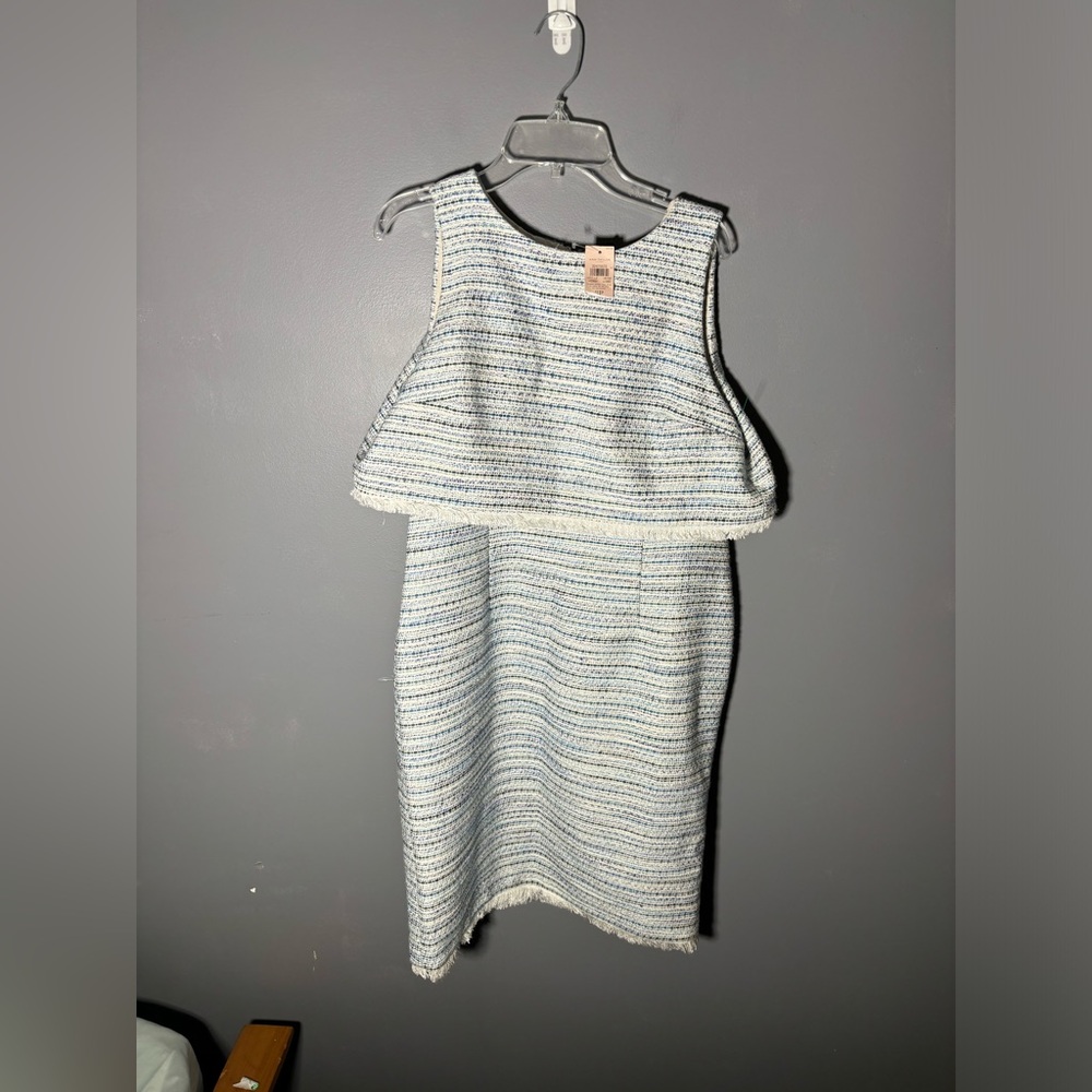 Ann Taylor Factory Striped Fringe Tweed Dress Womens Size 8P